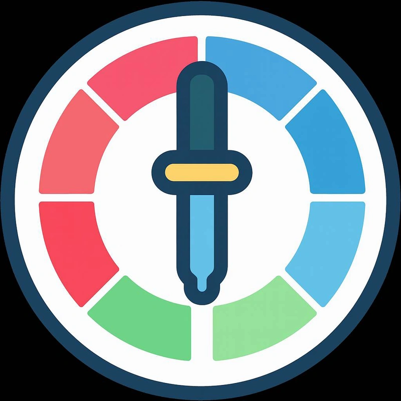 Circular color grading tool icon with a dropper symbol in the center, representing photo editing and color correction features.